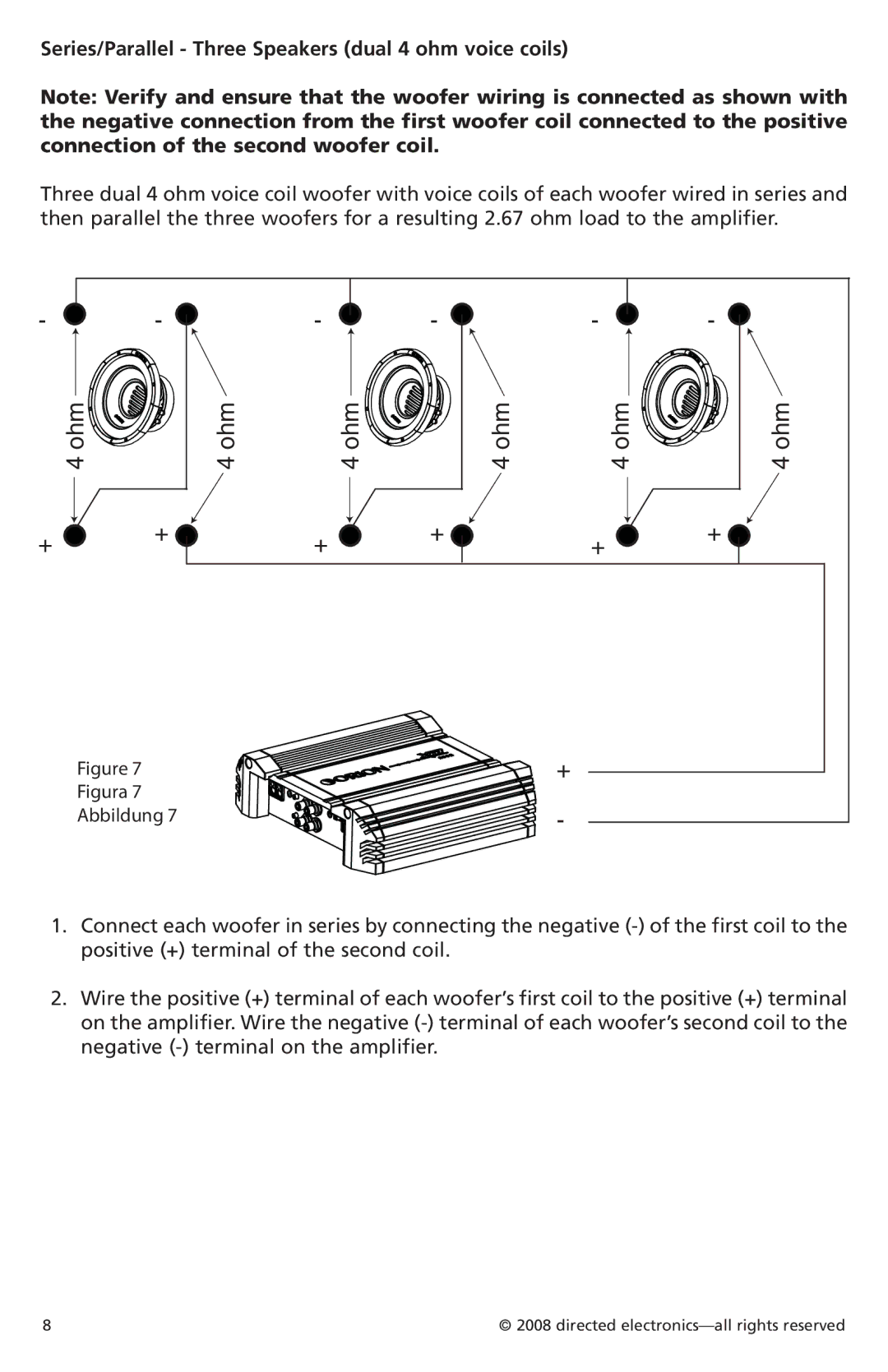 Orion Car Audio XTR124, XTR154, XTR122, XTR152, XTR104, XTR102 Ohm, Series/Parallel Three Speakers dual 4 ohm voice coils 