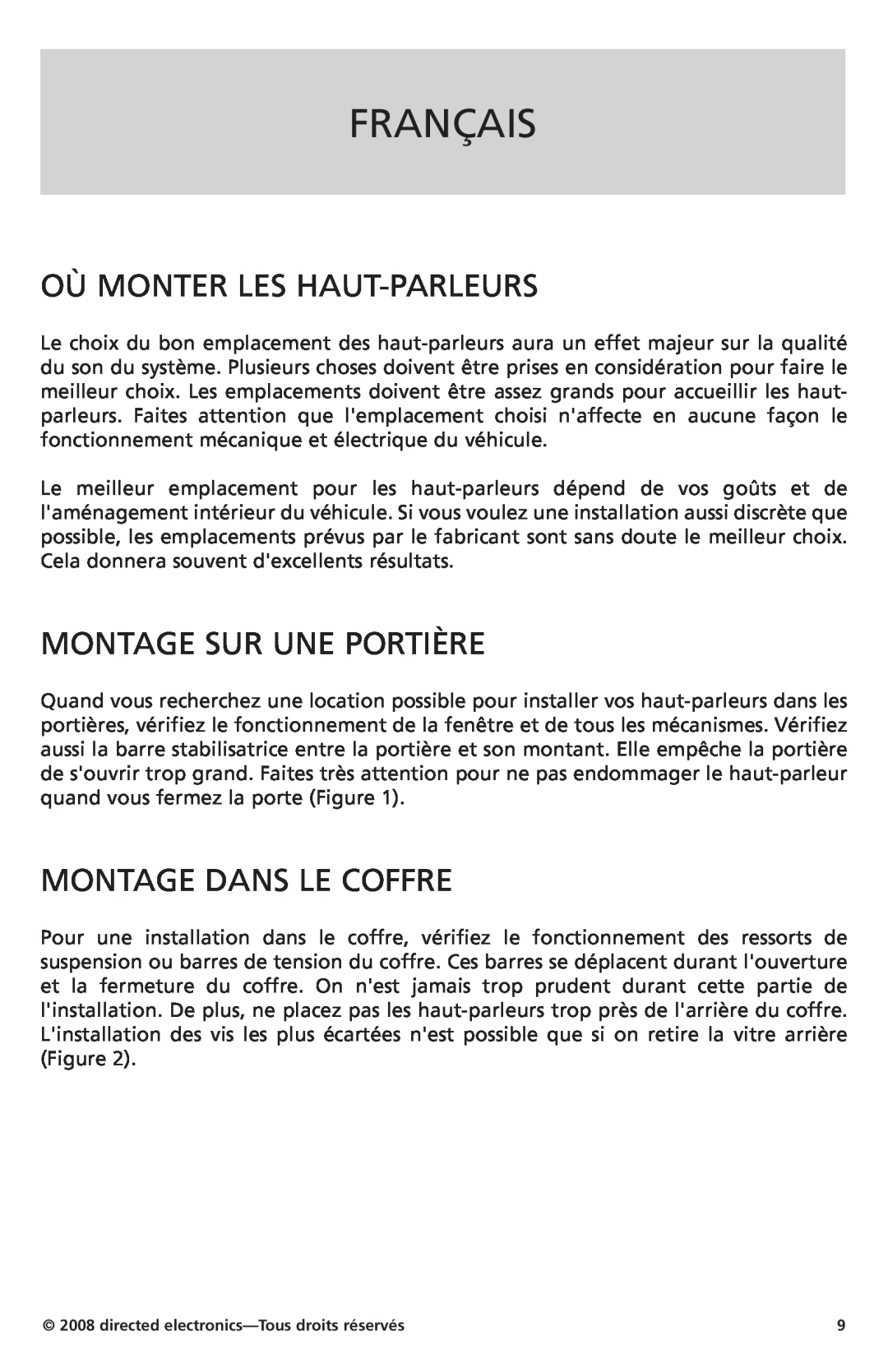 Orion Car Audio XTR522, XTR652 Français, Où Monter Les Haut-Parleurs, Montage Sur Une Portière, Montage Dans Le Coffre 