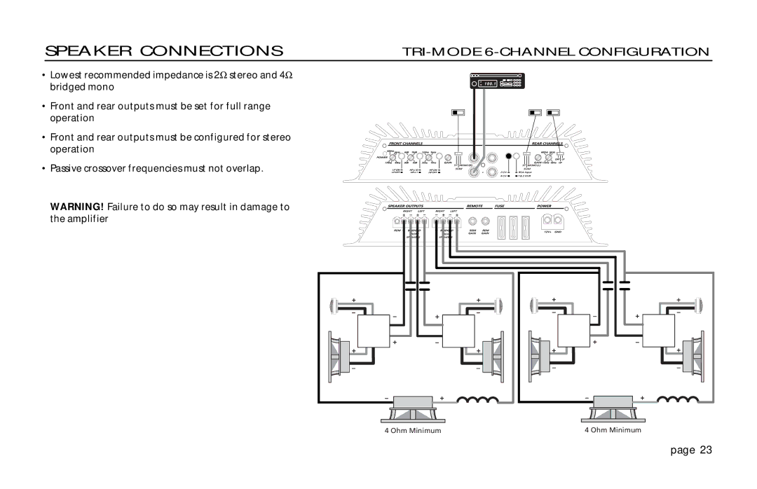 Orion Car Audio XTREME 600.4 owner manual TRI-MODE 6-CHANNEL Configuration 