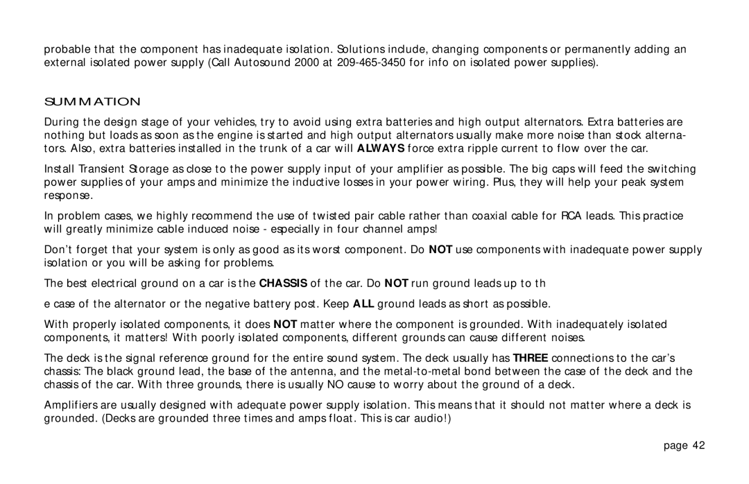 Orion Car Audio XTREME 600.4 owner manual Summation 