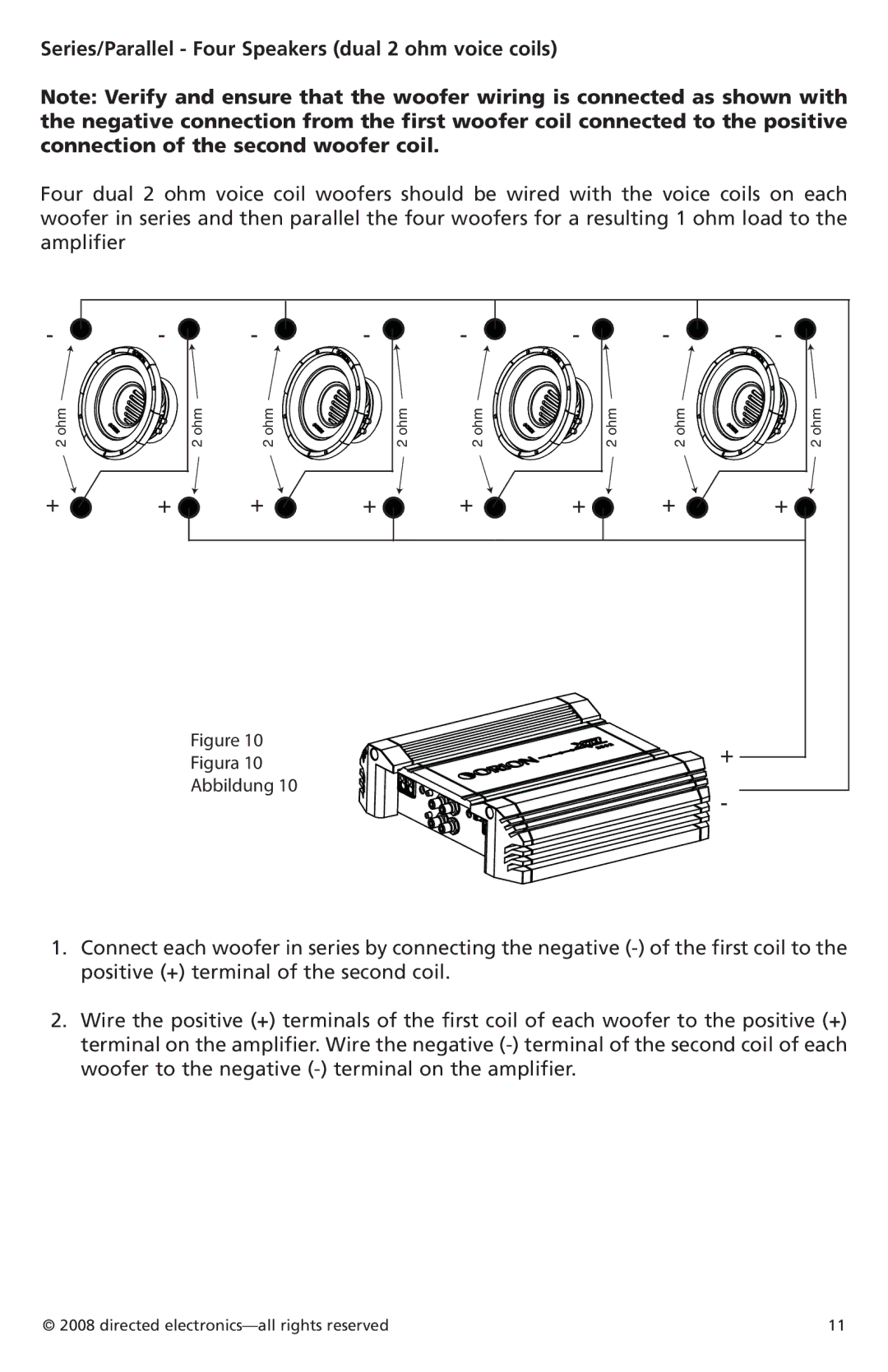 Orion Car Audio XTRPRO154, XTRPRO152, XTRPRO124 Series/Parallel Four Speakers dual 2 ohm voice coils, Figura Abbildung 