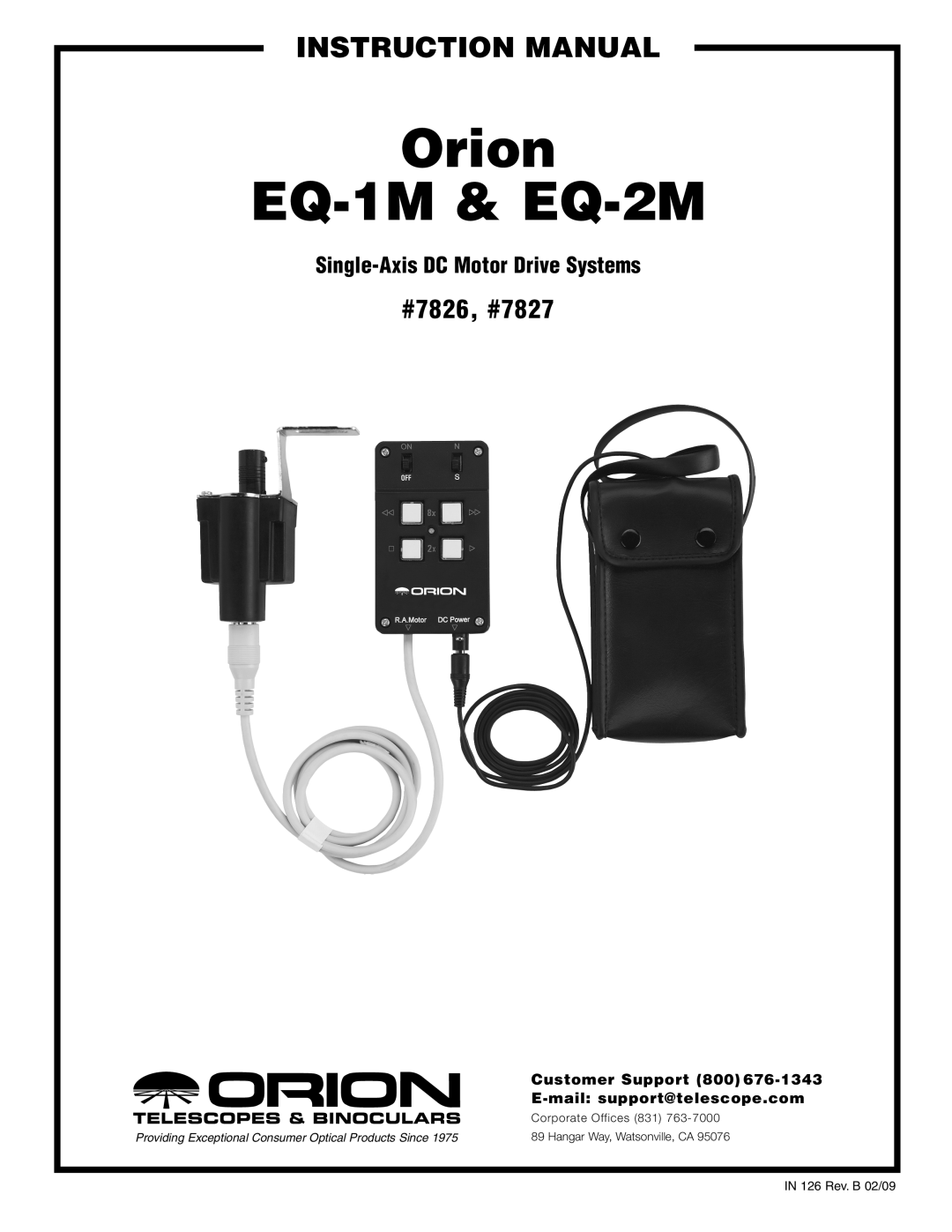 Orion EQ-2M instruction manual Single-Axis DC Motor Drive Systems, Customer Support, E-mail support@telescope.com, Orion 