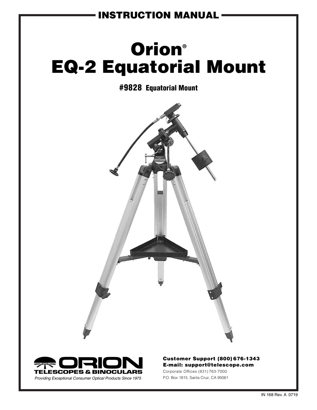 Orion instruction manual Orion EQ-2 Equatorial Mount 