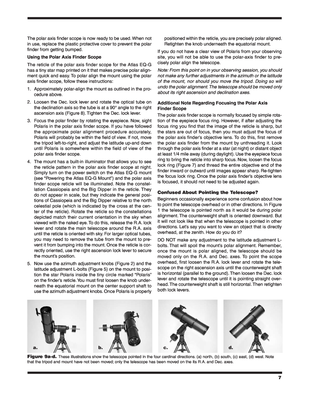 Orion EQ-G Using the Polar Axis Finder Scope, Additional Note Regarding Focusing the Polar Axis Finder Scope 