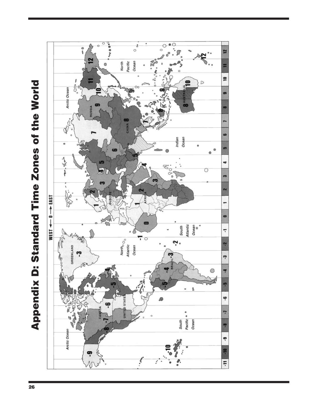 Orion EQ-G instruction manual Appendix D Standard Time Zones of the World 