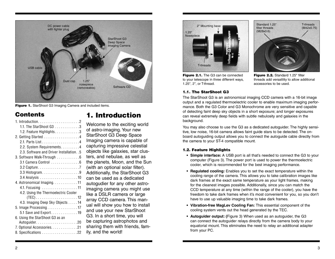 Orion instruction manual Introduction, StarShoot G3, Feature Highlights 