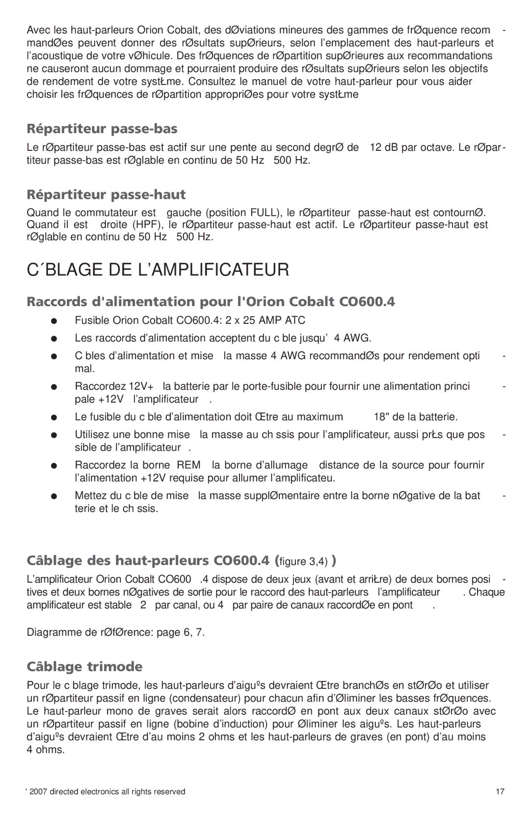 Orion G42110 owner manual Câblage DE Lamplificateur 