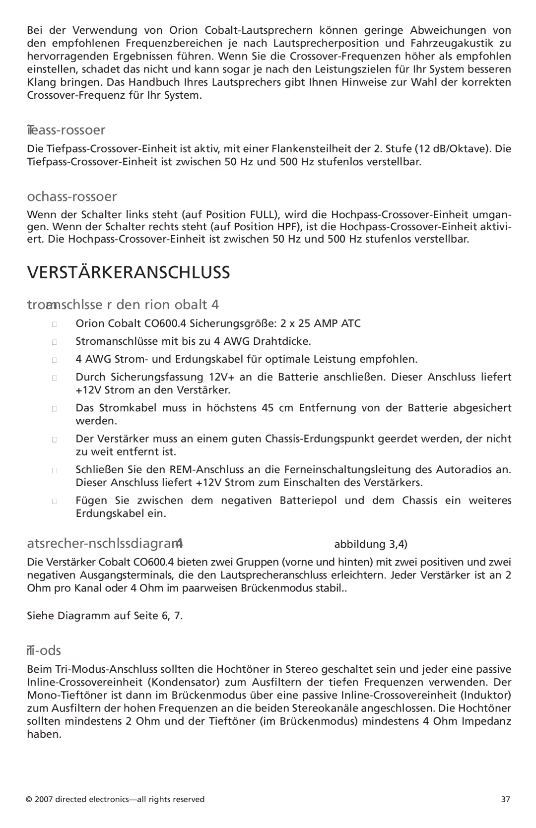 Orion G42110 owner manual Verstärkeranschluss 