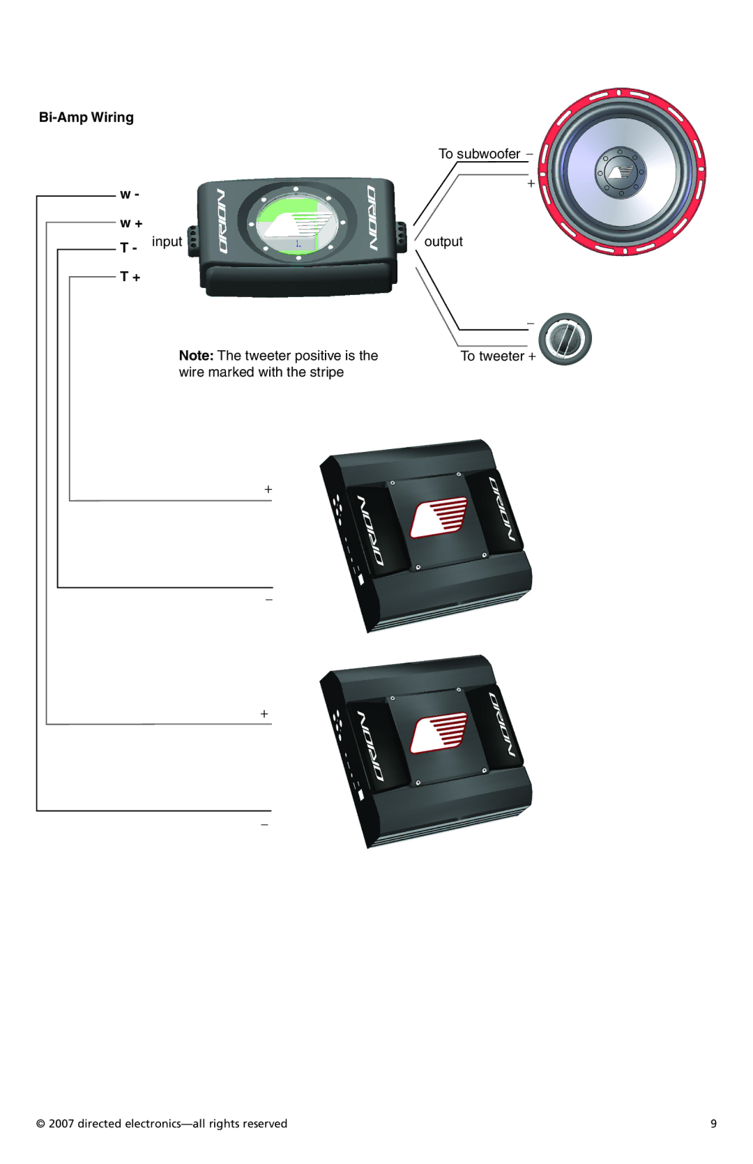 Orion HCCA 6.2, HCCA 5.2 manual Bi-Amp Wiring 