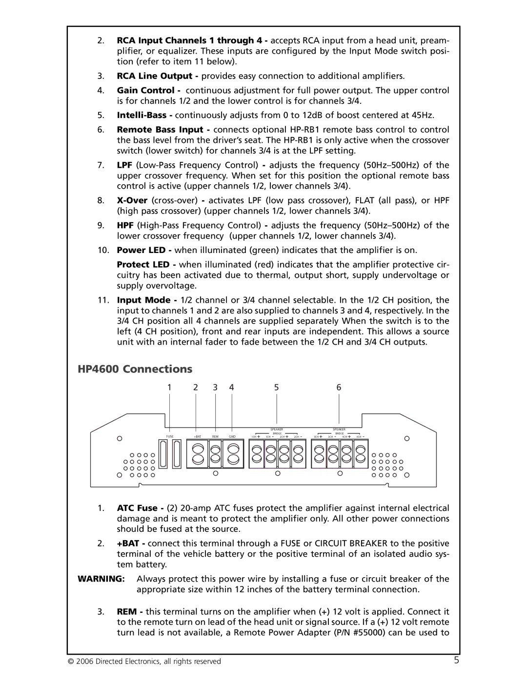 Orion HP-2400, HP-4600, HP-2600, HP-2300 warranty HP4600 Connections 