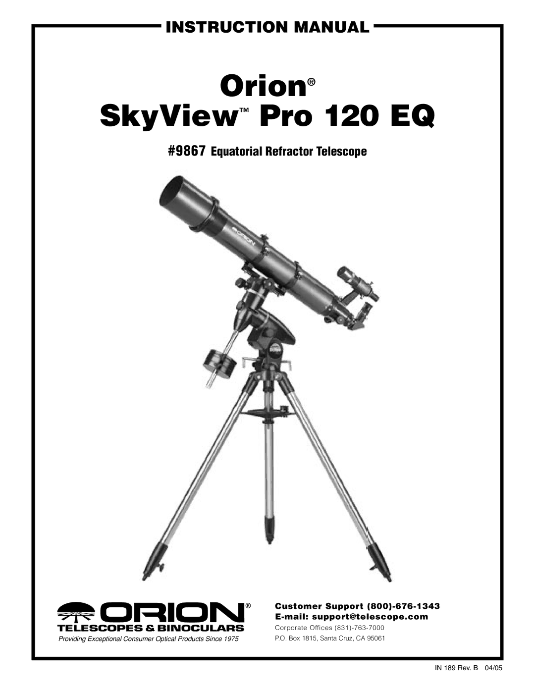 Orion PRO 120 EQ instruction manual Orion SkyView Pro 120 EQ 