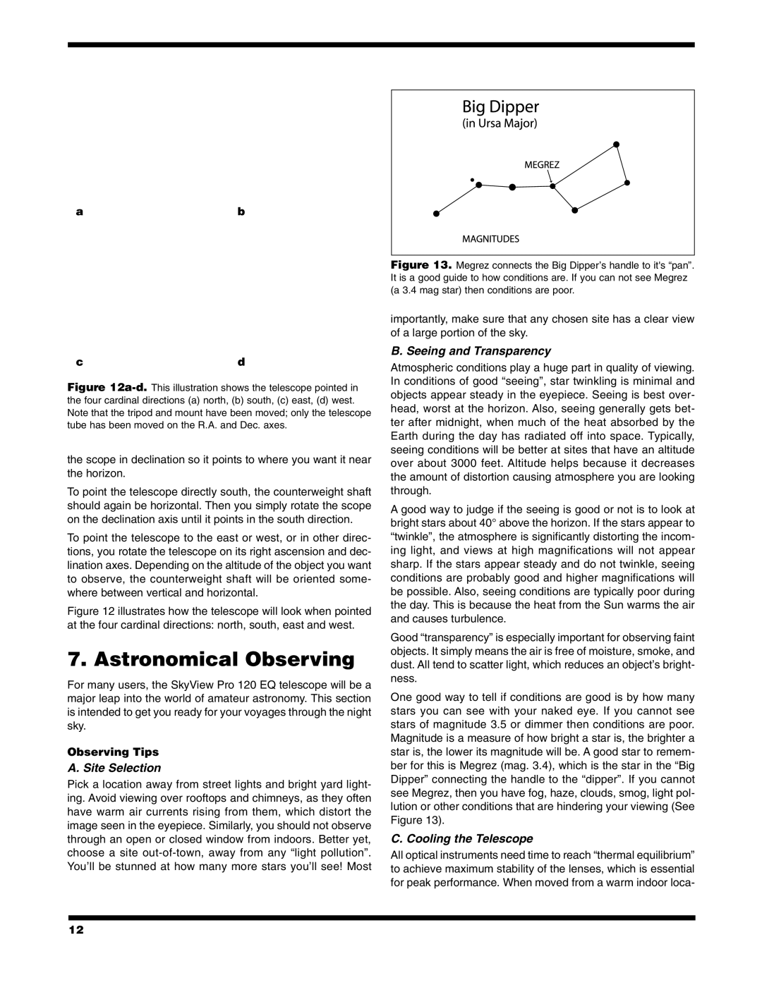 Orion PRO 120 EQ instruction manual Astronomical Observing, Observing Tips 