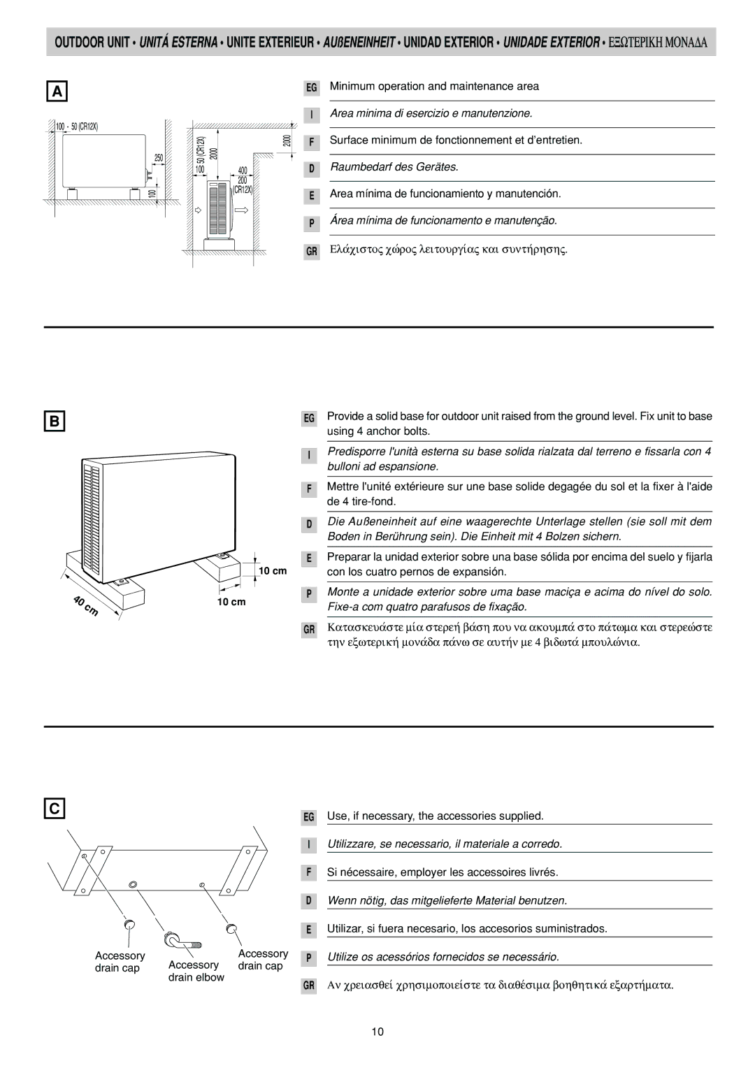 Orion SAP-UR124E, SAP-UR94EH, TRUE, SAP-CR94EH, SAP-UR184EH, SAP-CR184EHA Use, if necessary, the accessories supplied 