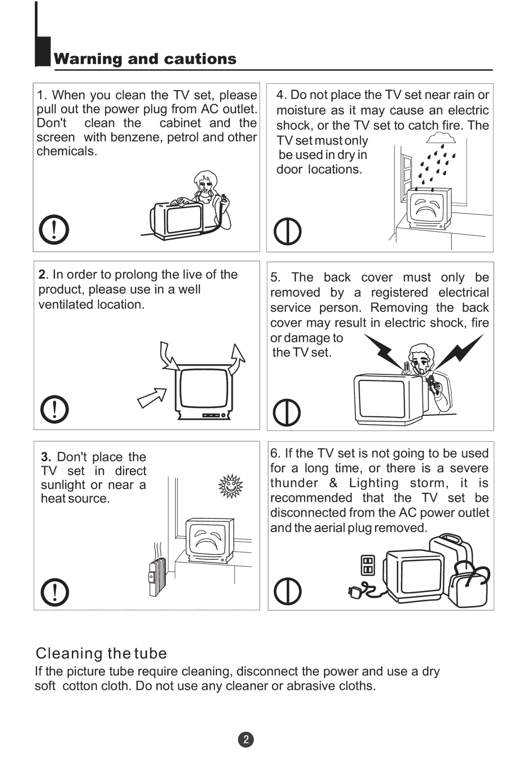 Orion TV/DVD-1432 owner manual Cleaning the tube 