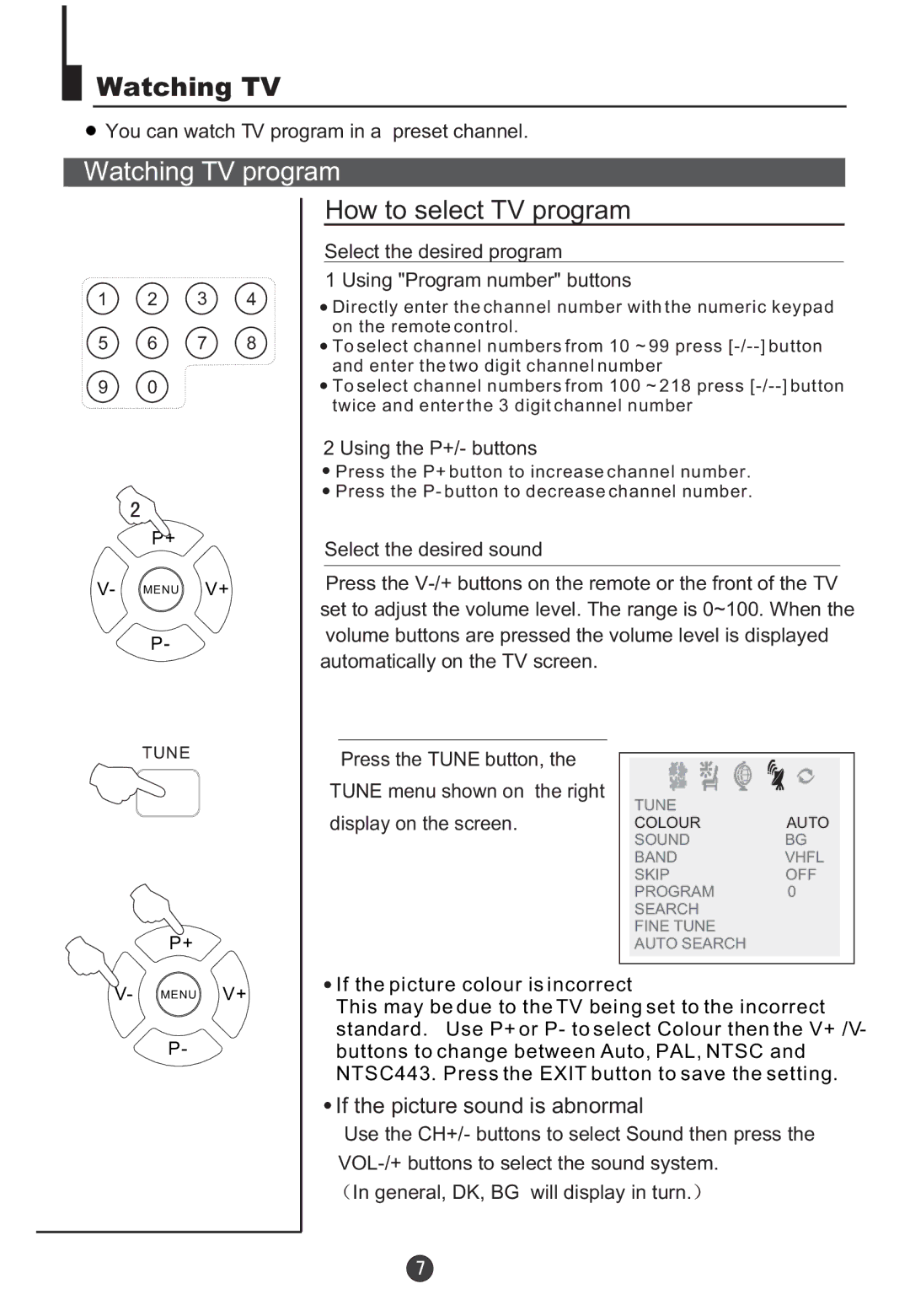 Orion TV/DVD-1432 owner manual Watching TV program, How to select TV program, If the picture sound is abnormal 