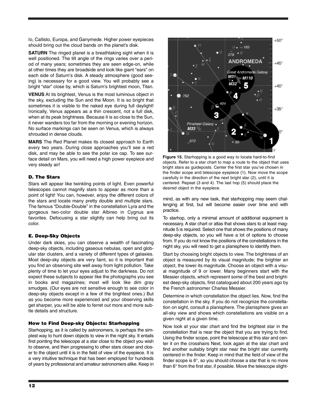 Orion XT4.5 instruction manual D. The Stars, E. Deep-Sky Objects, How to Find Deep-sky Objects Starhopping 