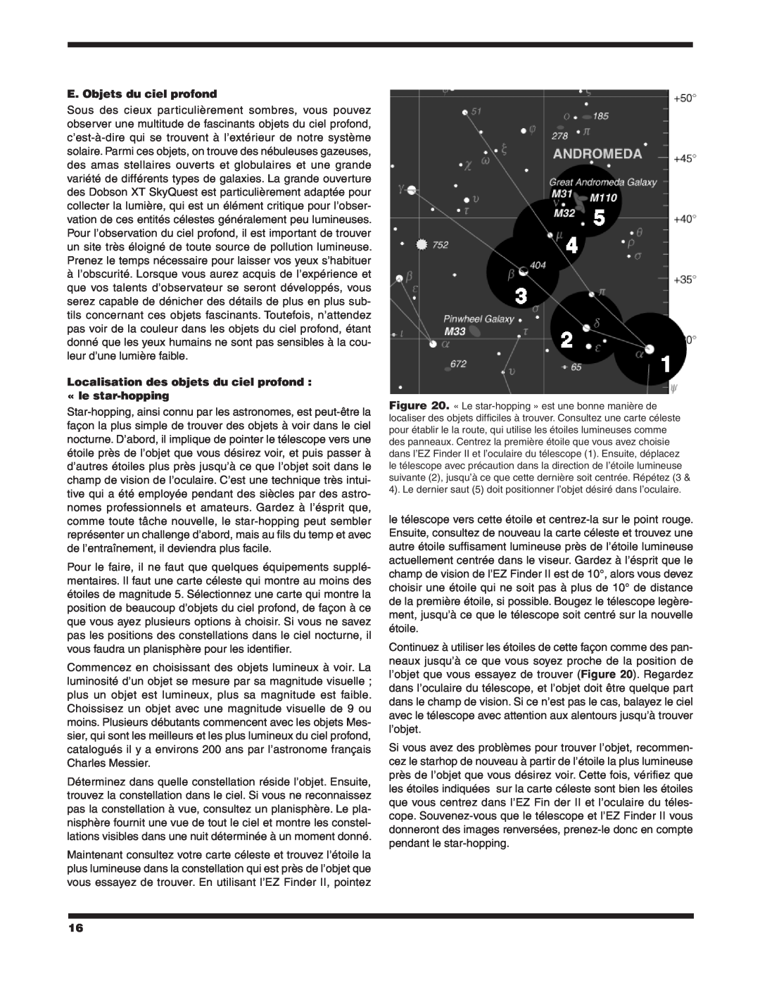 Orion XT6 CLASSIC manual E. Objets du ciel profond, Localisation des objets du ciel profond « le star‑hopping 