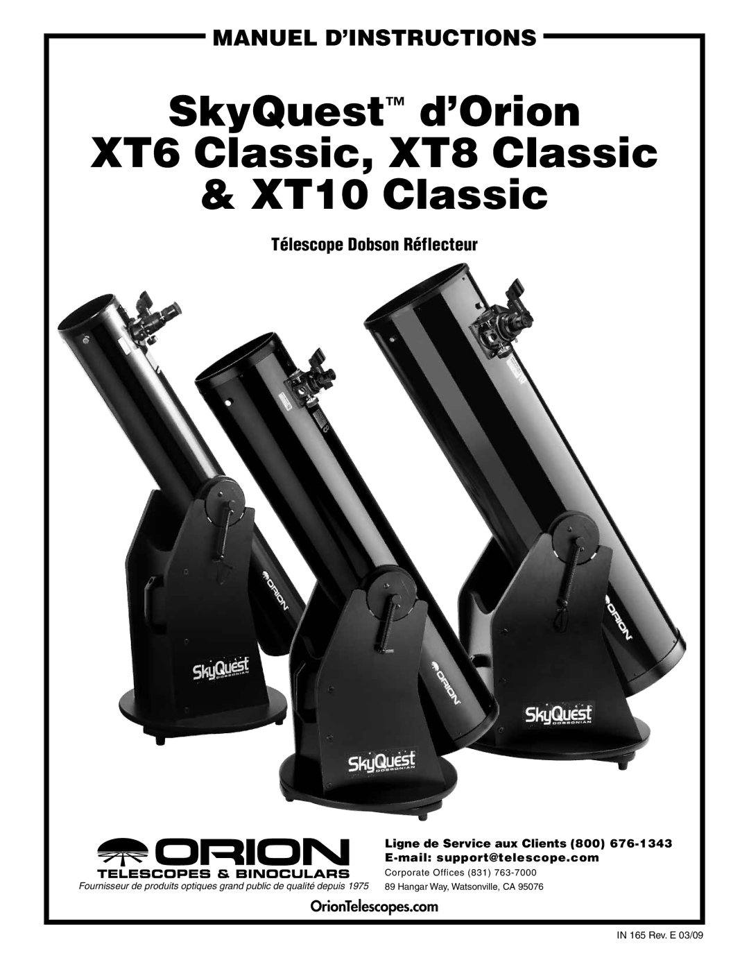 Orion XT6 CLASSIC manual SkyQuest d’Orion XT6 Classic, XT8 Classic XT10 Classic 