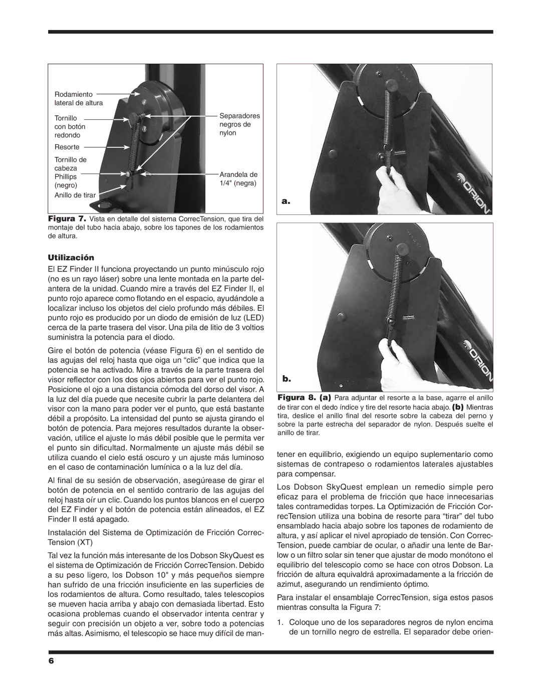 Orion XT8 #8945, XT6 #8944, XT10 #8946 manual Utilización 