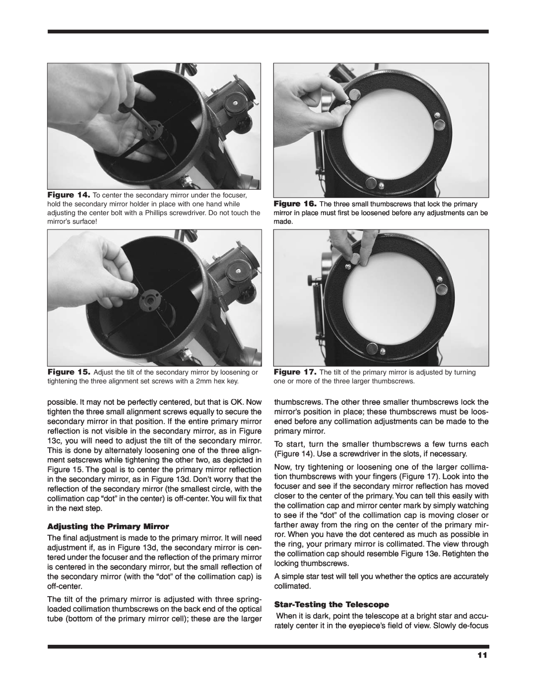 Orion XT10 CLASSIC, XT8 CLASSIC instruction manual Adjusting the Primary Mirror, Star-Testing the Telescope 