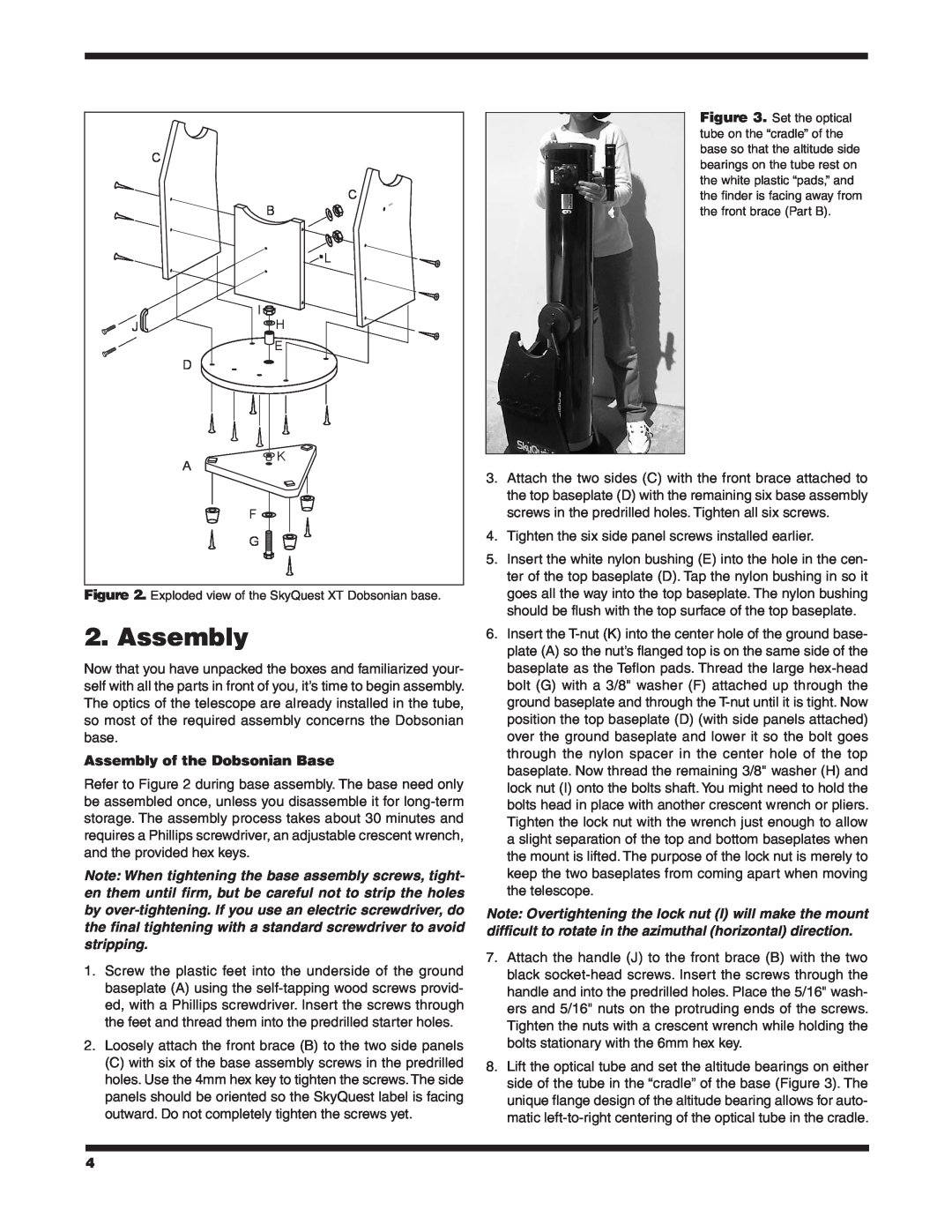 Orion XT8 CLASSIC, XT10 CLASSIC instruction manual Assembly of the Dobsonian Base 