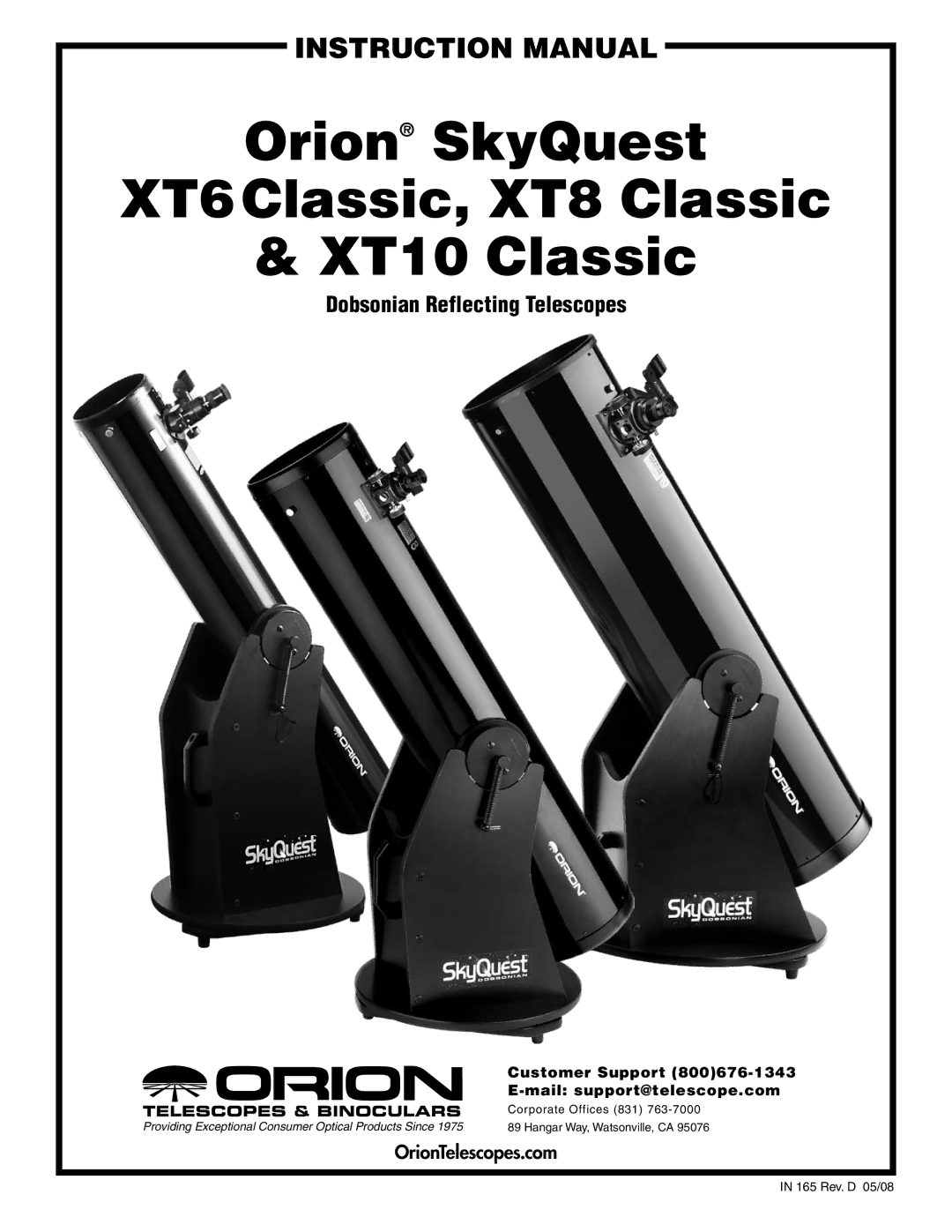 Orion XT10 CLASSIC, XT8 CLASSIC instruction manual Orion SkyQuest XT6 Classic, XT8 Classic XT10 Classic 