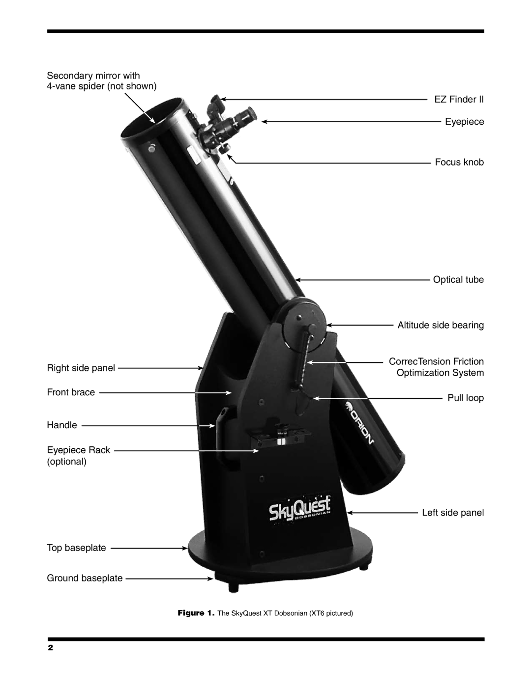 Orion XT8 CLASSIC, XT10 CLASSIC instruction manual SkyQuest XT Dobsonian XT6 pictured 