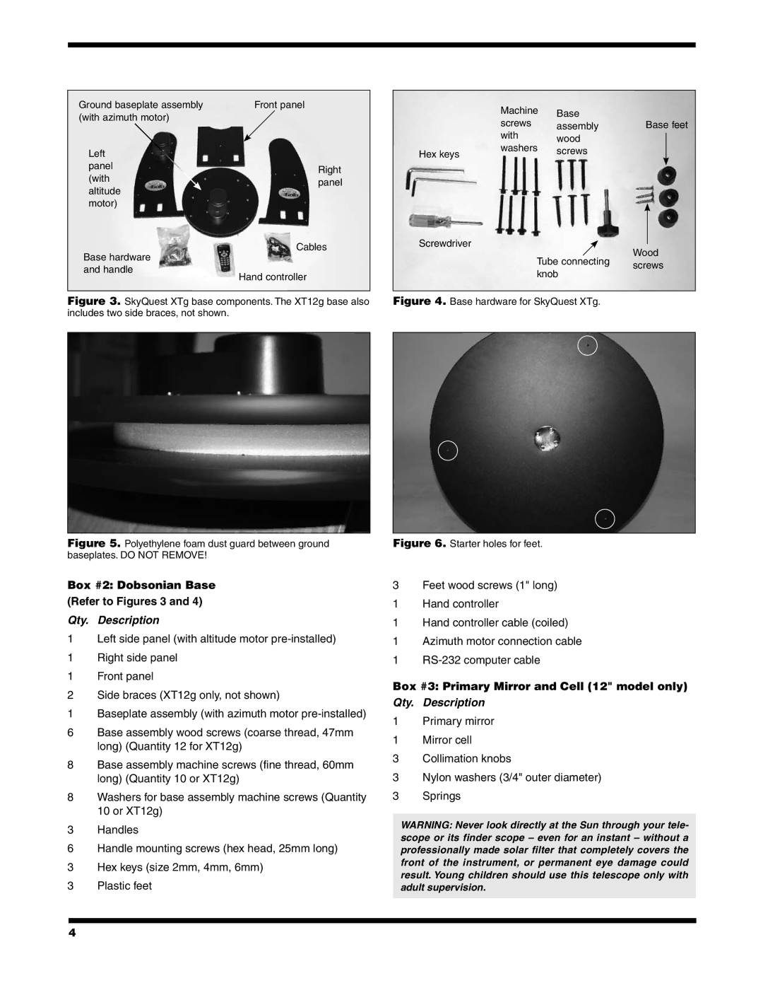 Orion XTG instruction manual Box #2 Dobsonian Base Refer to Figures 3, Base hardware for SkyQuest XTg 