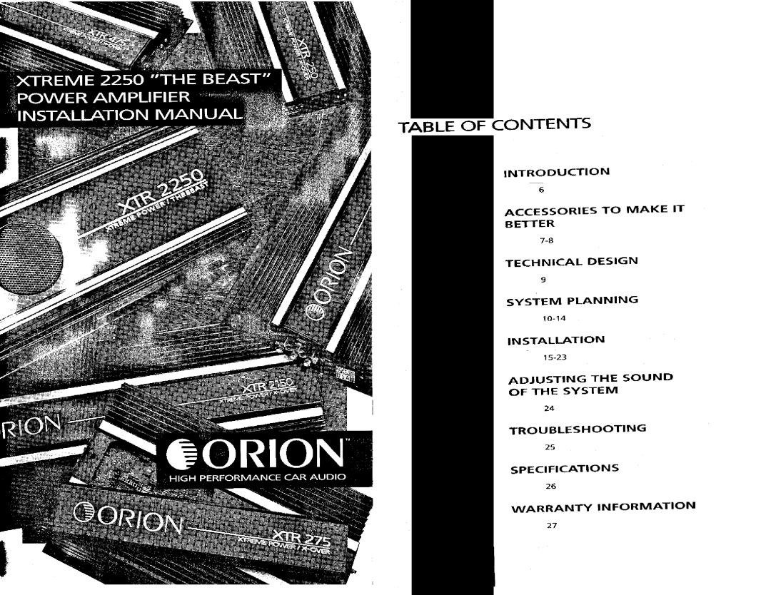 Orion XTR 2250 manual 