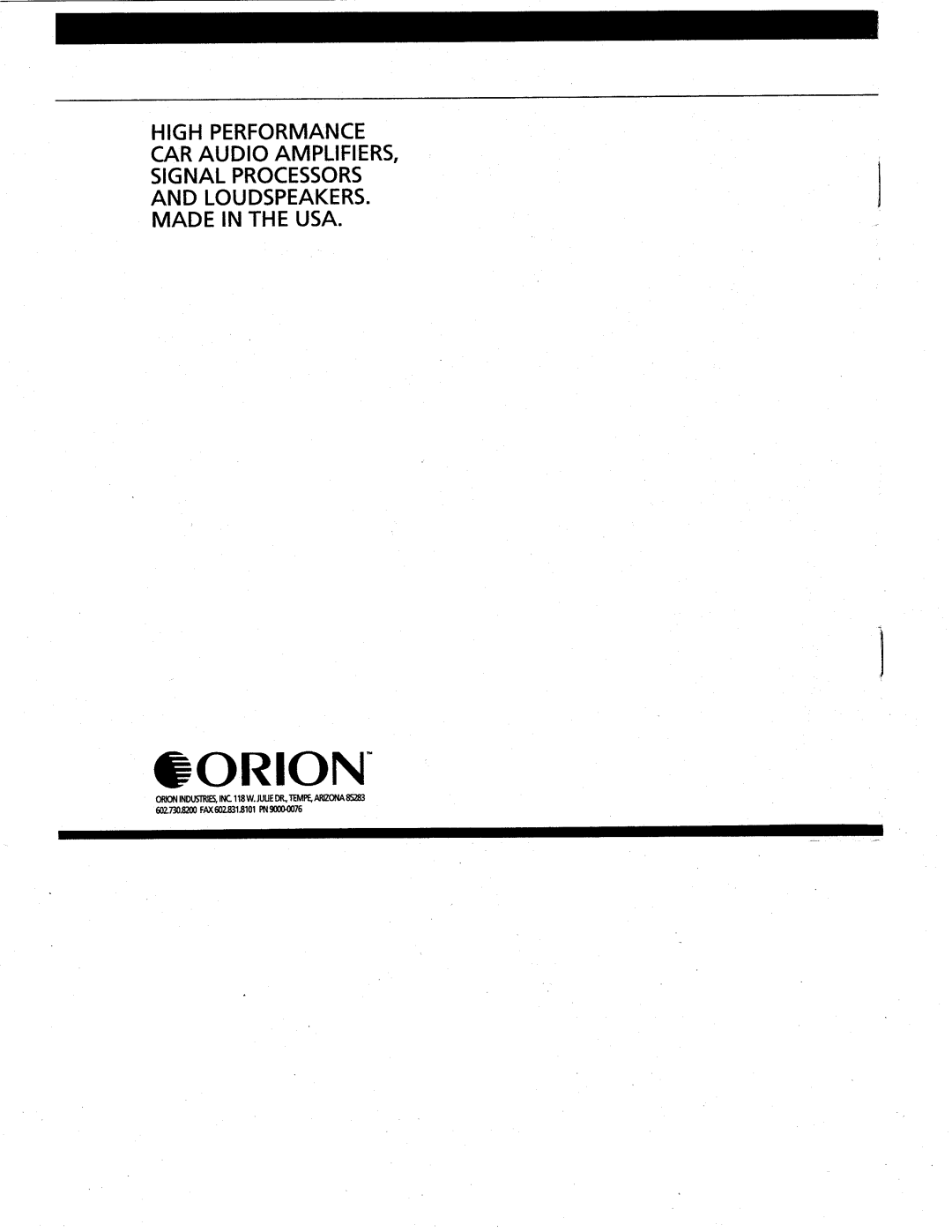 Orion XTR300BIQ manual 