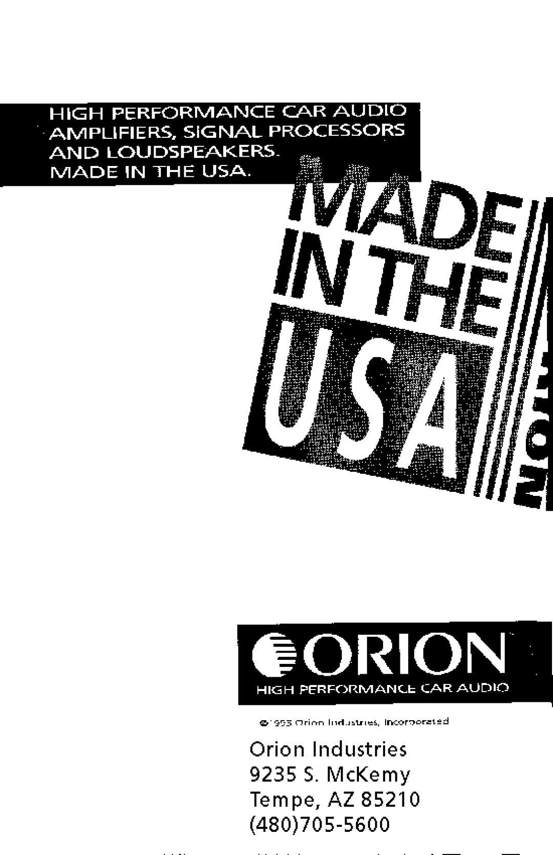 Orion Xtreme Series manual 