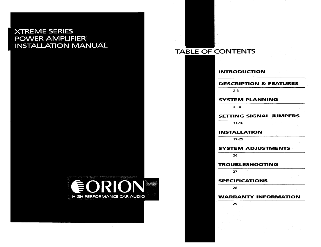 Orion Xtreme Series manual 