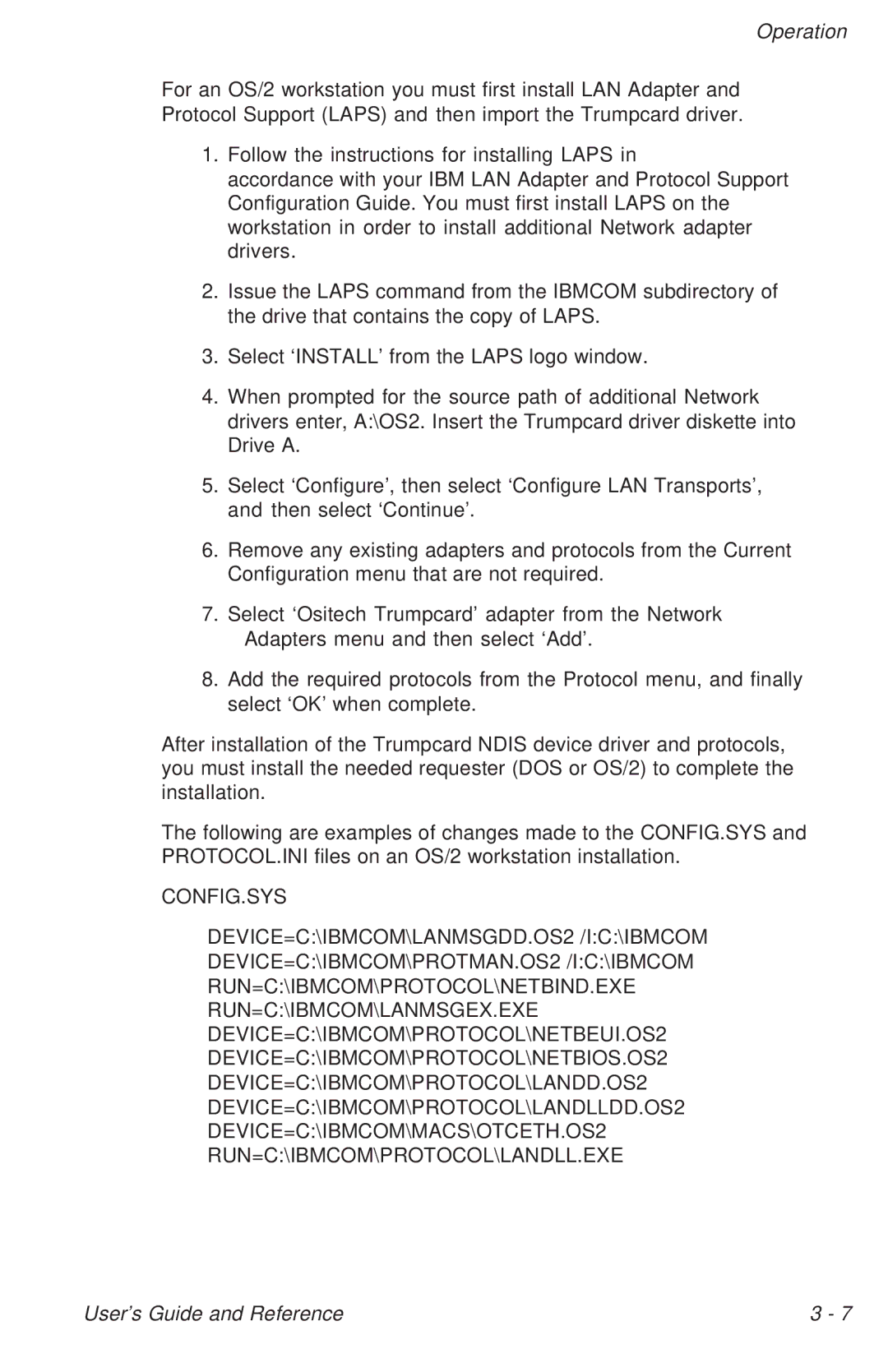 Ositech comm 614006-001 manual Operation 