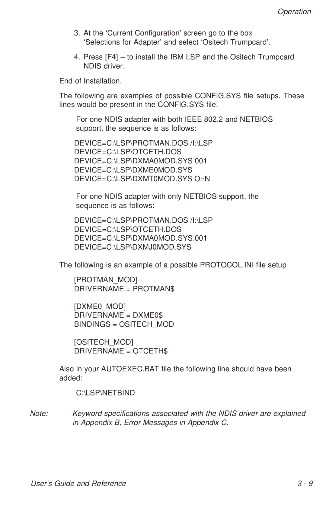 Ositech comm 614006-001 manual Lsp\Netbind 