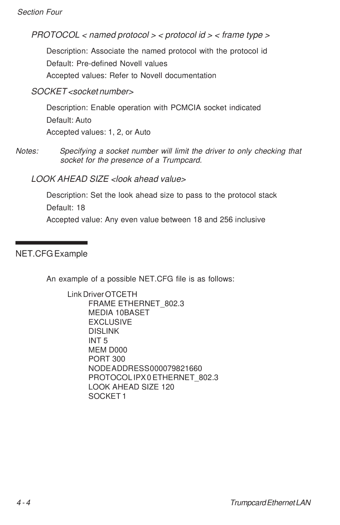 Ositech comm 614006-001 manual Protocol named protocol protocol id frame type, Socket socket number 