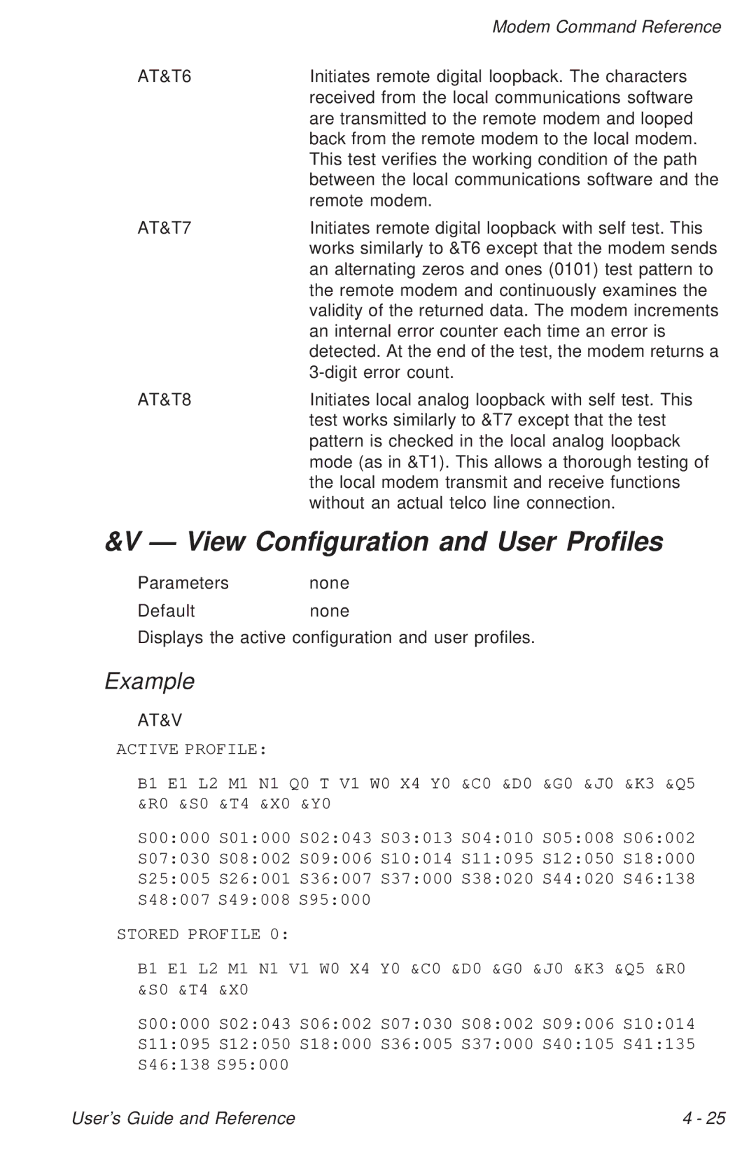 Ositech comm Trumpcard Data/Fax Modem manual View Configuration and User Profiles, AT&T6, AT&T7, AT&T8, At&V 