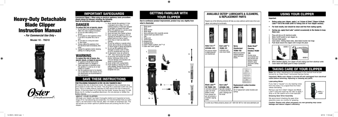 Oster 10 - 76010 instruction manual Read all instructions before using this appliance, What is illustrated, 76300-102, 103 