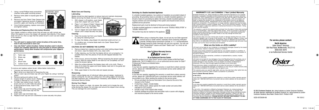 Oster 10 - 76010 Warranty U.S. and Canada 1 Year Limited Warranty, What are the limits on JCS’s Liability? 