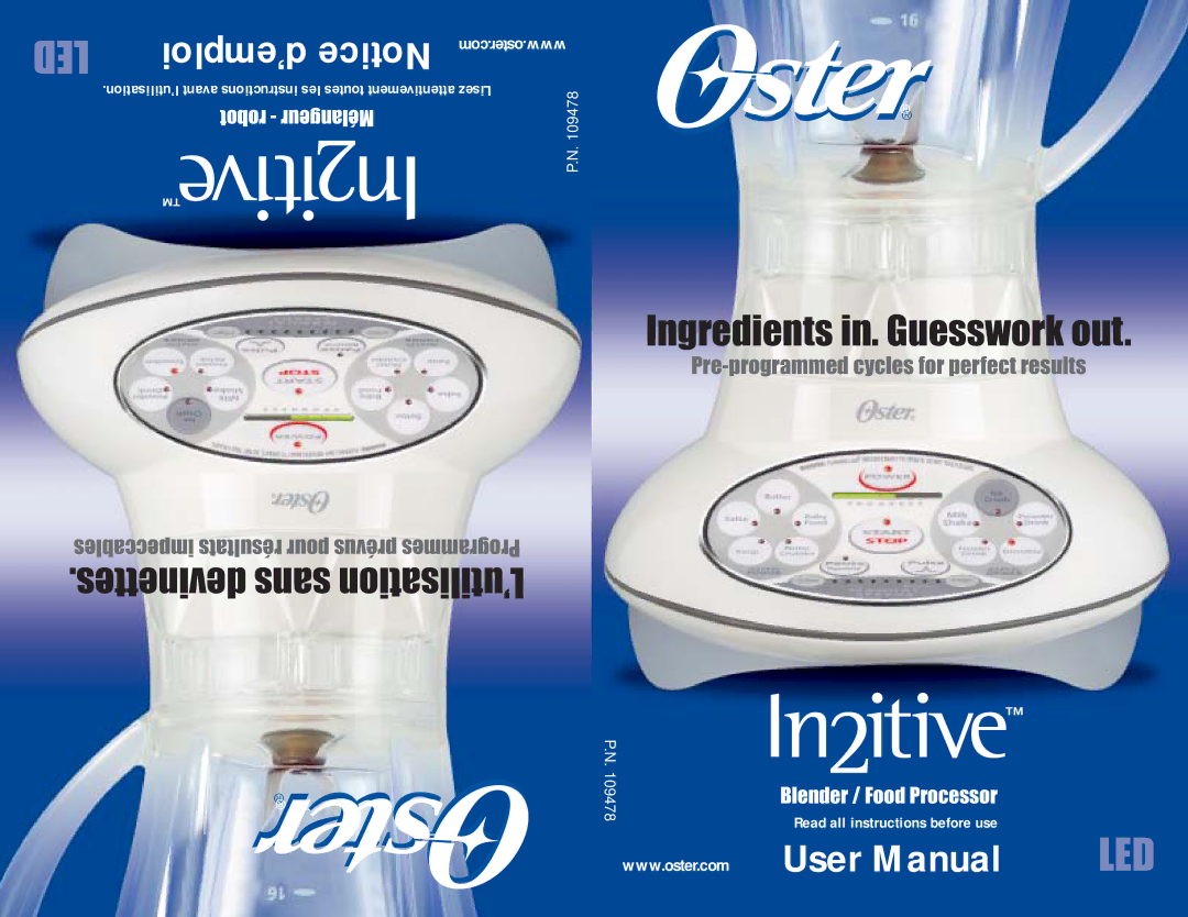 Oster 109478 user manual Led 