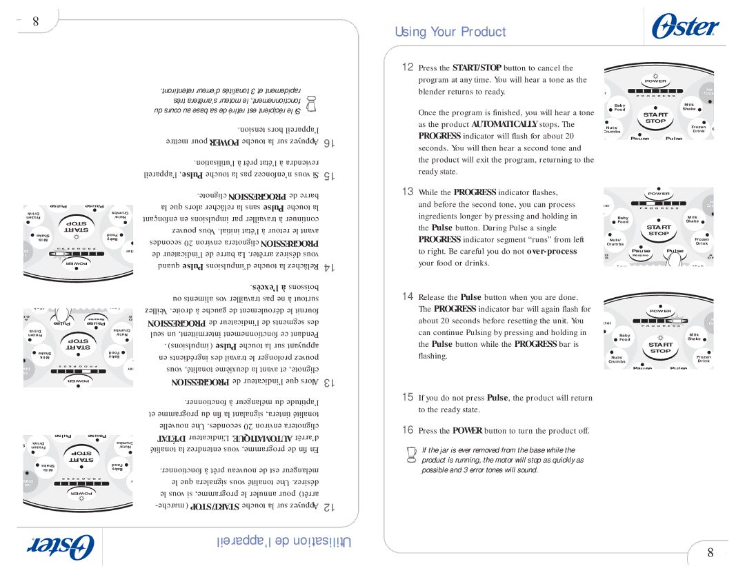 Oster 109478 user manual ’excès à boissons 