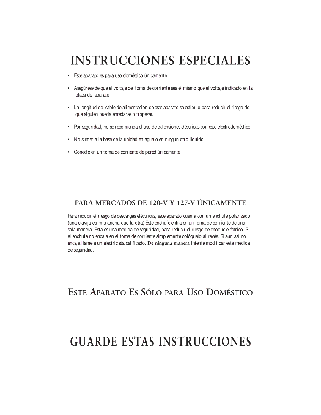 Oster 111858 user manual Guarde Estas Instrucciones 