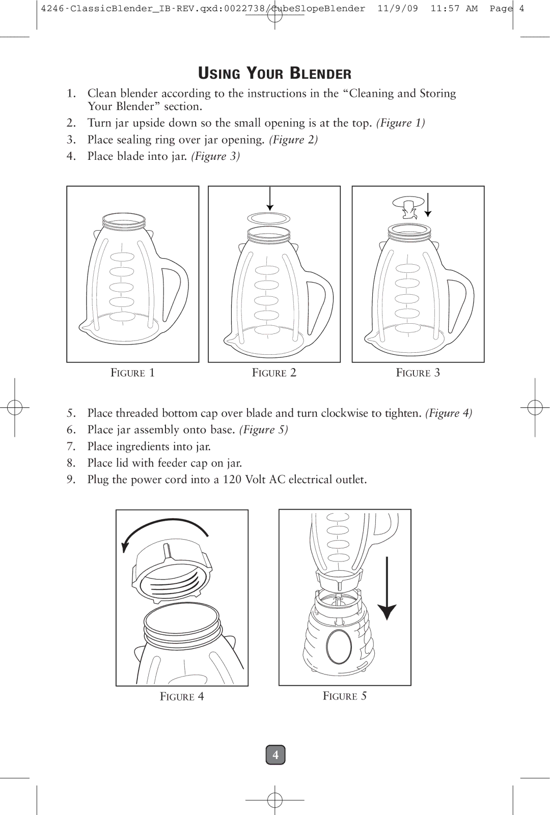 Oster 114279-009 manual Using Your Blender 