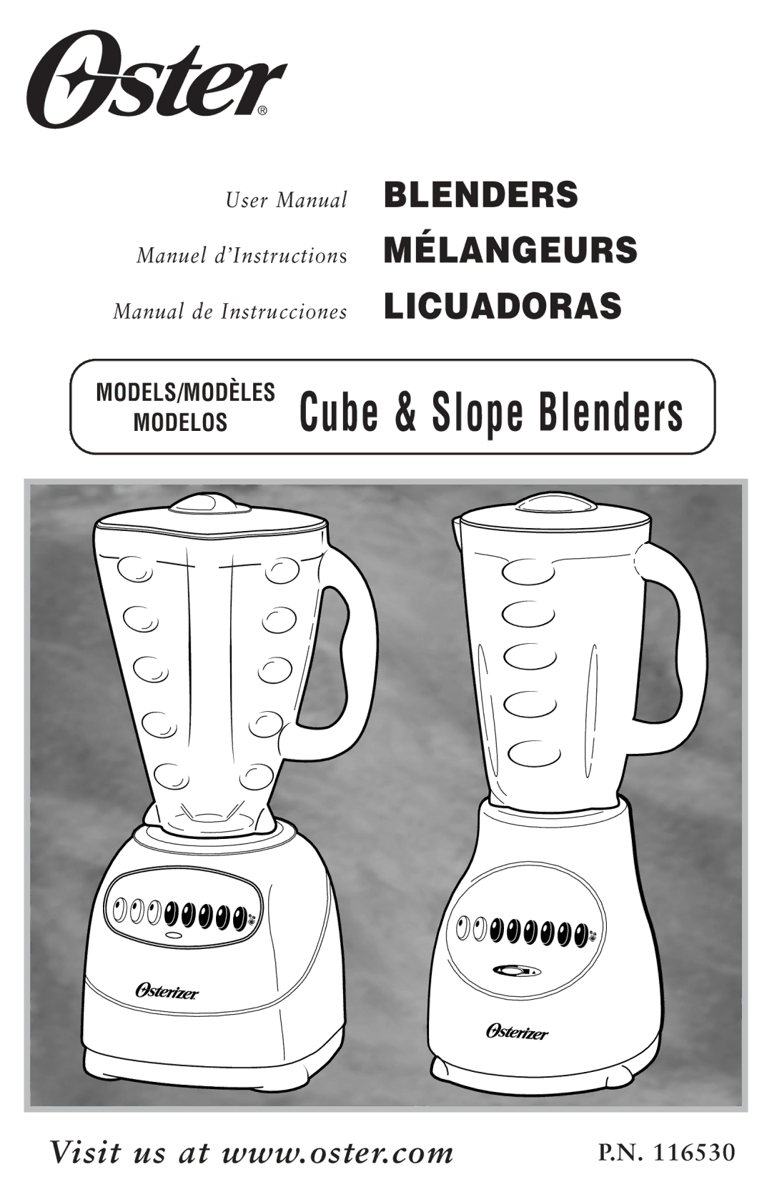 Oster 116530 user manual Modelos Cube & Slope Blenders 