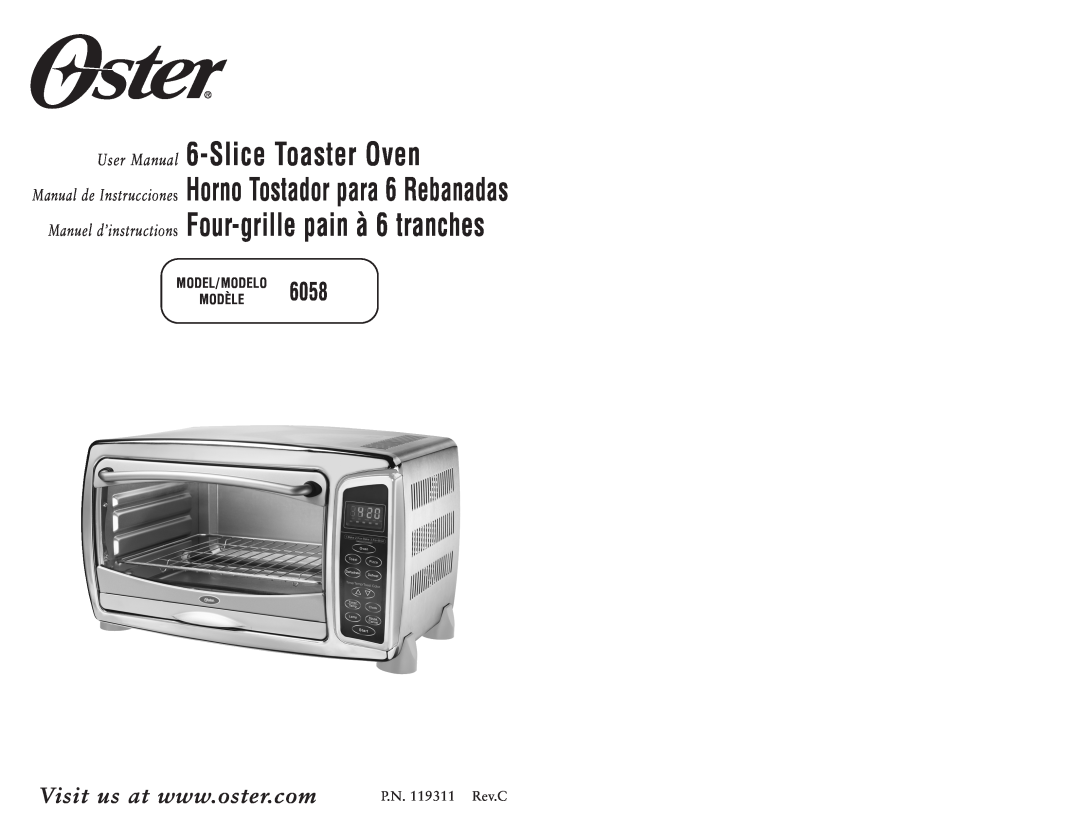 Oster 119311 user manual Model/ Modelo Modèle, SliceToaster Oven, Manuel d’instructions, Manual de Instrucciones 