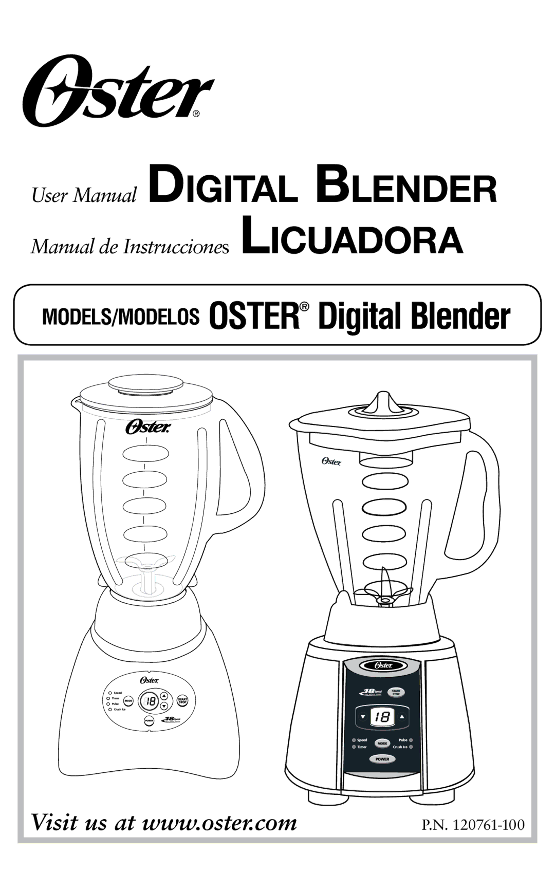 Oster 120761-100 user manual MODELS/MODELOS Oster Digital Blender 