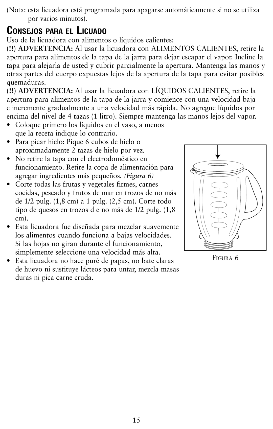 Oster 120761-100 user manual Consejos para el Licuado 