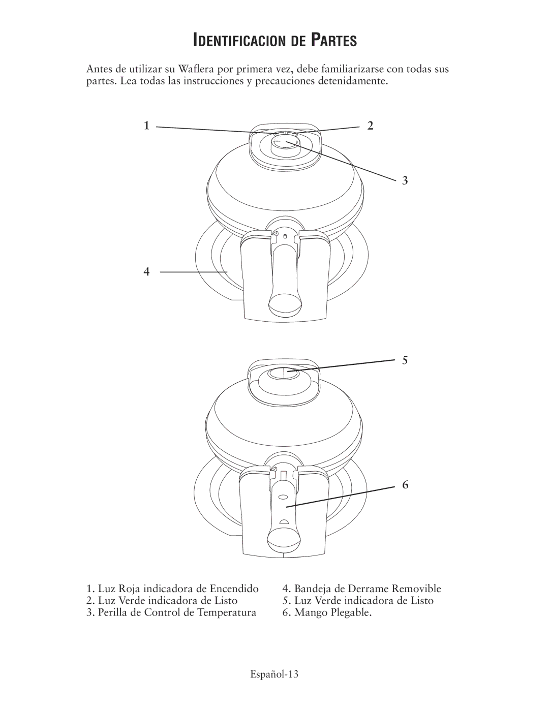 Oster 135018, CKSTWFBF10 user manual Identificacion DE Partes 