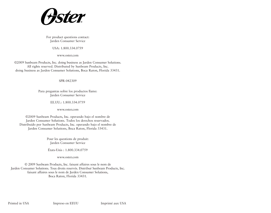 Oster 135518 user manual 