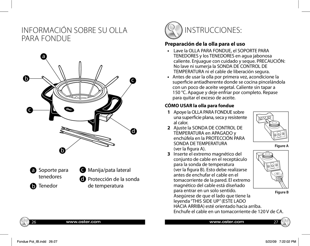 Oster 135659, FPSTFN7700 warranty Instrucciones, Preparación de la olla para el uso, Cómo Usar la olla para fondue 