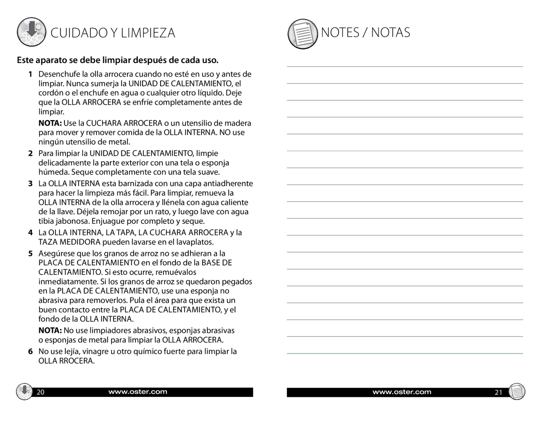 Oster 147869 manual Cuidado Y Limpieza, Este aparato se debe limpiar después de cada uso 